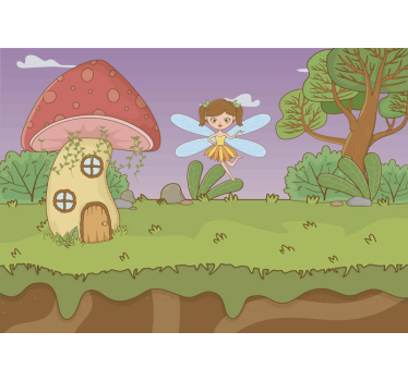 Photo murale pour enfant Champignon et fée - TenStickers