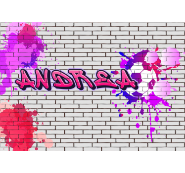 Rose / violet graffiti football mur art urbain papier peint - TenStickers