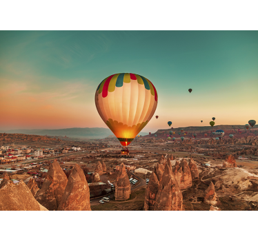stickers photo paysage montgolfière - TenStickers