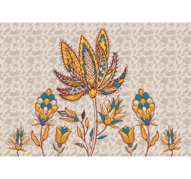 Photo murale fleurie avec un style paisley - TenStickers