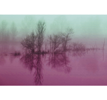 Tapisserie nature paysage de réflexion brumeux - TenStickers
