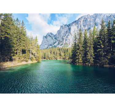 Tapisserie murale paysage scène de lac de montagne - TenStickers