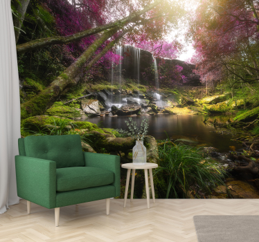 Tapisserie murale jungle sauvage avec cascade - TenStickers