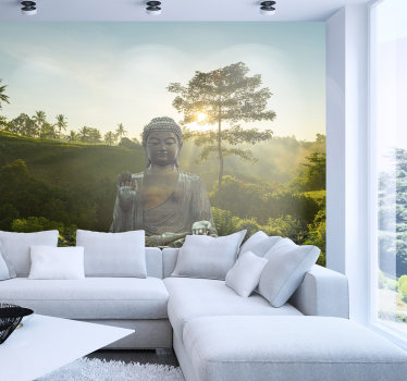 Papier peint bouddha méditant dans la nature paysage - TenStickers