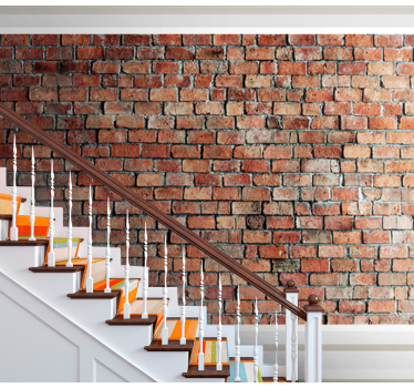Papier peint brique rouge Mur de briques avec cadre - TenStickers