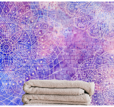 Papier peint brique rouge Mur de briques avec sticker mandala - TenStickers