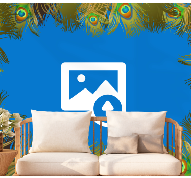 Papier peint panoramique Plumes de paon avec photo personnalisab - TenStickers