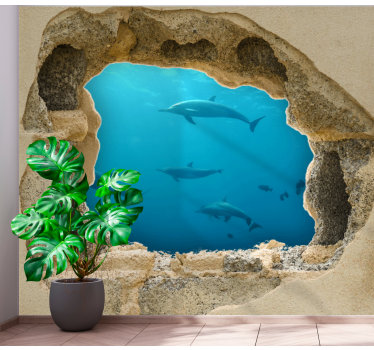 Papier peint effet 3D Mur cassé photo 3d personnalisable - TenStickers