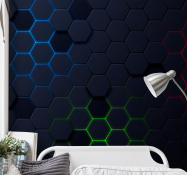 Papier peint effet 3D  hexagonal sombre - TenStickers