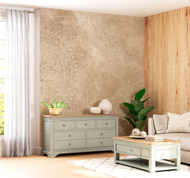 Tapisserie murale beige mandalas vintage - TenStickers
