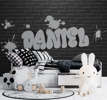 Tapisserie murale chambre ado graffiti gris personnalisée - TenStickers