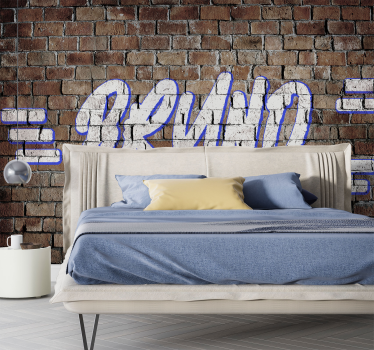 Tapisserie murale chambre ado graffiti prénom briques marrons - TenStickers