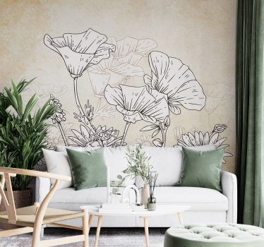Tapisserie murale coquelicots prairie d'époque - TenStickers