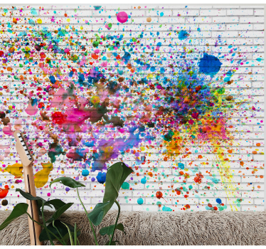 Photo murale éclaboussures peinture sur brique - TenStickers