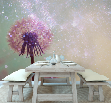 Tapisserie panoramique Pissenlit avec éclat de paillettes - TenStickers