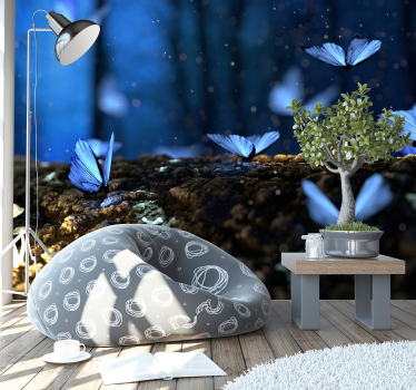 Papier peint mural papillon bleu - TenStickers