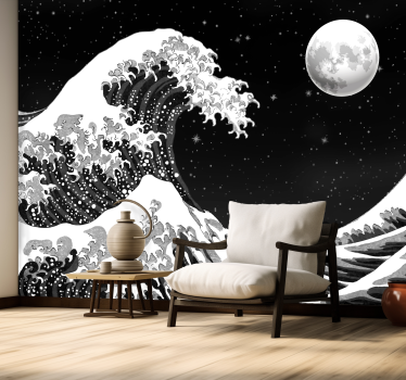 Tapisserie murale vague kanagawa japon la nuit - TenStickers