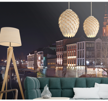 Papier peint mural ville et pays Opole nuit - TenStickers