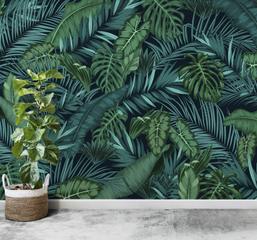 Papier peint feuilles tropicales - TenStickers