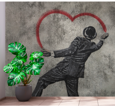 Photo murale art urbain Graffity coeur de banksy - TenStickers