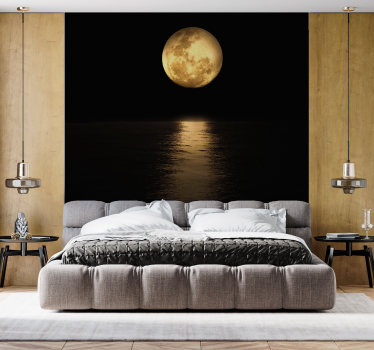 Tapisserie murale ciel Clair avec une lune doré - TenStickers