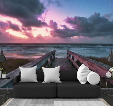 Photo murale ciel Nuages roses et un pont - TenStickers