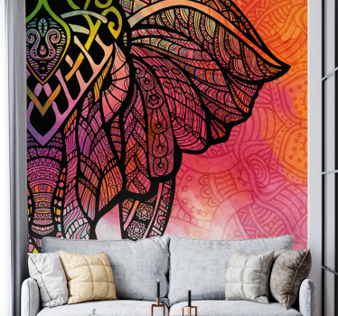 Photo murale d'animaux éléphant esquissé indien bohème - TenStickers