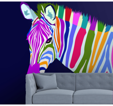 Photo murale d'animaux Zèbre multicolore - TenStickers