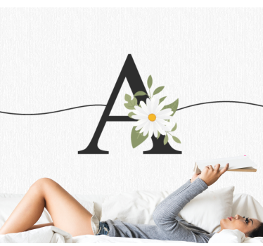 Photo murale de fleurs Marguerite initiale personnalisée - TenStickers