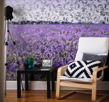 Photo murale Feuilles ornementales avec fleurs - TenStickers
