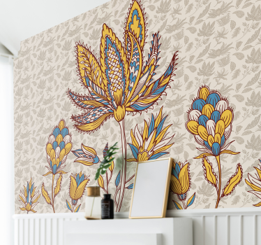 Photo murale fleurie avec un style paisley - TenStickers