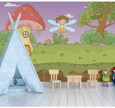 Photo murale pour enfant Champignon et fée - TenStickers