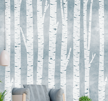 Photo murale salle de bain Style nordique bouleau - TenStickers