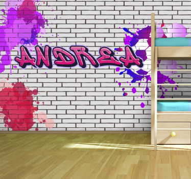 Rose / violet graffiti football mur art urbain papier peint - TenStickers