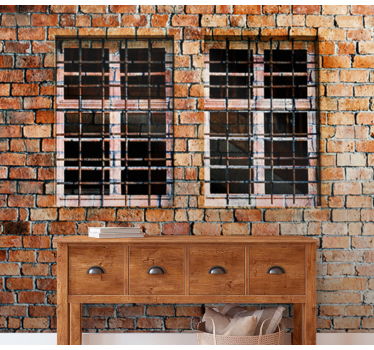Tapisserie brique fenêtres rustiques - TenStickers