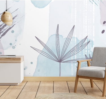 Tapisserie couloir dessin floral abstrait - TenStickers