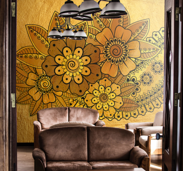 Tapisserie fleur motif floral jaune - TenStickers