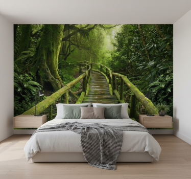 Tapisserie forêt allée mousseux luxuriant - TenStickers
