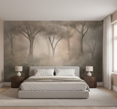Tapisserie forêt bois sepia brumeux - TenStickers