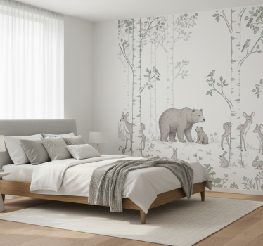 Tapisserie forêt croquis ludique en pleine nature - TenStickers