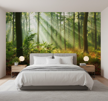 Tapisserie forêt lumière naturelle en forêt - TenStickers