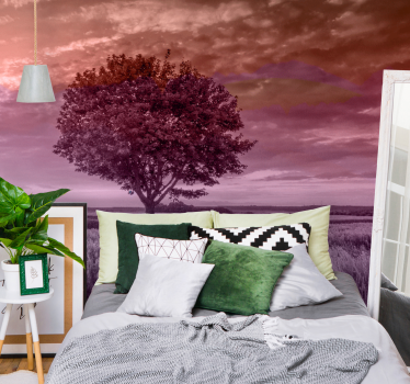 Tapisserie forêt silhouette d'arbre solitaire - TenStickers