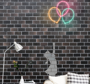 Tapisserie graffiti fille attrapant des ballons - TenStickers
