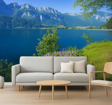 Tapisserie montagne calme du lac de montagne - TenStickers