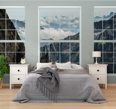 Tapisserie montagne fenêtres sur la montagne - TenStickers