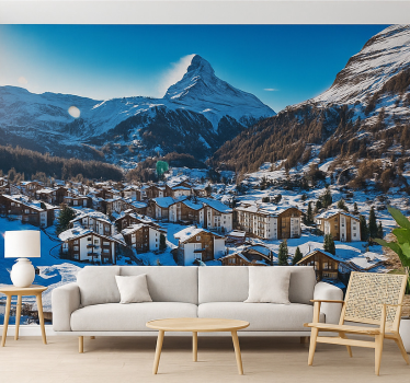 Tapisserie montagne lac d'oeschinen, suisse - TenStickers