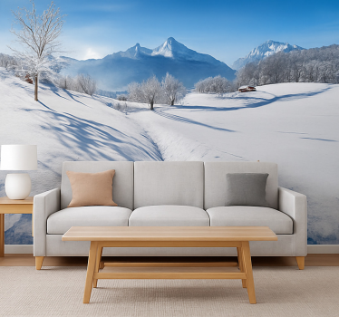 Tapisserie montagne sentier alpin d'hiver - TenStickers