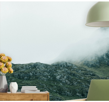 Tapisserie montagne vues dans un brouillard dense - TenStickers