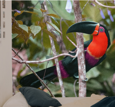 Tapisserie murale animaux affichage de toucan coloré - TenStickers