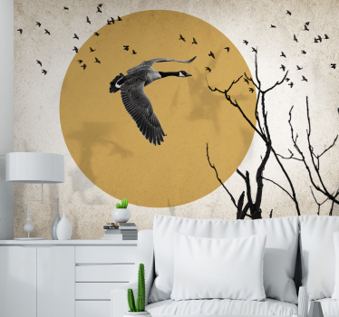 Tapisserie murale animaux silhouette d'oie en vol - TenStickers